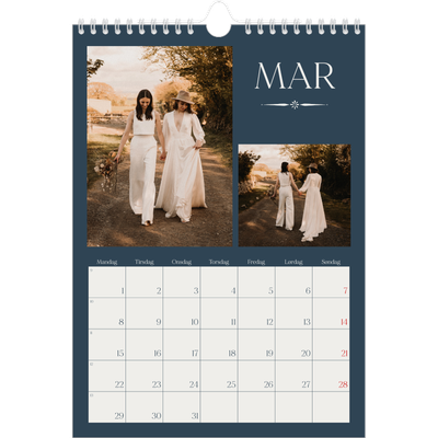 Fotokalender A4 (20 x 30 cm) — Skifer & seriffer [Mars]