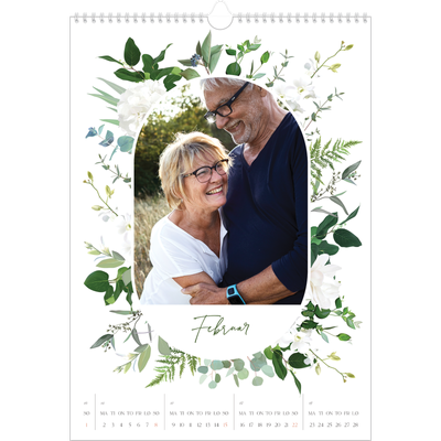A3 Månedskalender — Klassiske blomster [Februar]