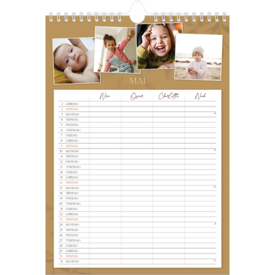 A4 Familieplanleggere — Jordnært design - Familie på 4 [kalender-forside]