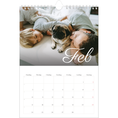 Fotokalender A4 (20 x 30 cm) — Håndskrevne måneder [Februar]
