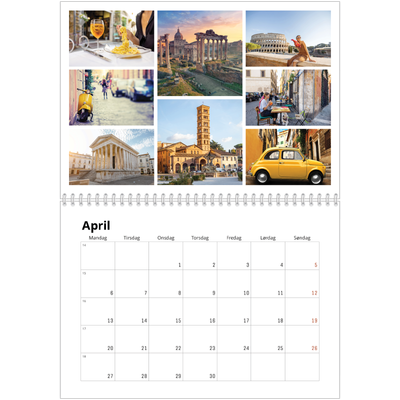 Fotokalender A4 dobbel (30 x 40 cm) — Bilderutenett [April]