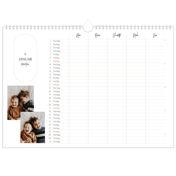 Fotokalender A3 — Planleggeren - Familie på 5