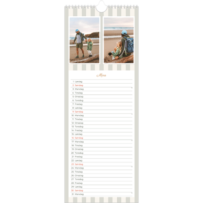 Fotokalender smal  — Skrift og striper [Mars]