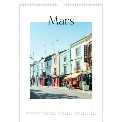 A3 Månedskalender — Min reiseskildring [Mars]