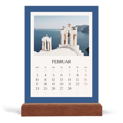 Bordkalender med trestativ - Stående — Klassiske farger [Februar]