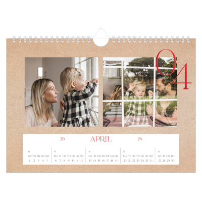 Fotokalender A4 — Røde detaljer [April]