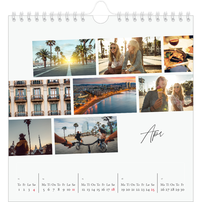 Månedskalender kvadratisk — Byferie (hvit) [April]