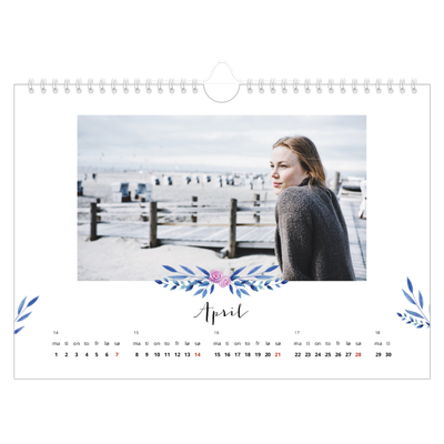 Fotokalender A4 — Blomsterillustrasjoner [April]