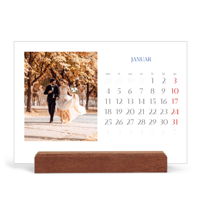 Bordkalender med trestativ - Liggende  — Klassisk kobolt [Januar]