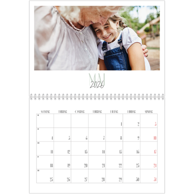 Fotokalender A4 dobbel (30 x 40 cm) — Flere fonter [kalender-forside]
