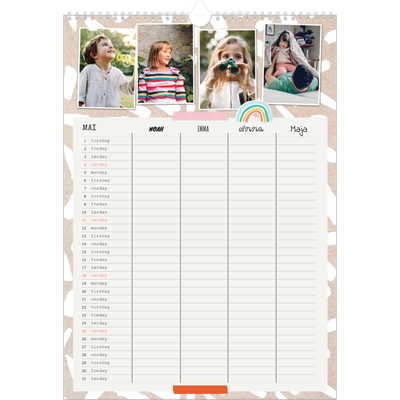 A3 Familieplanleggere — Rustikk planlegger - Familie på 4 [kalender-forside]