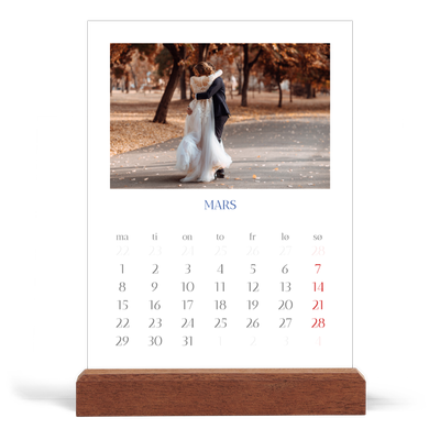 Bordkalender med trestativ - Stående — Klassisk kobolt [Mars]