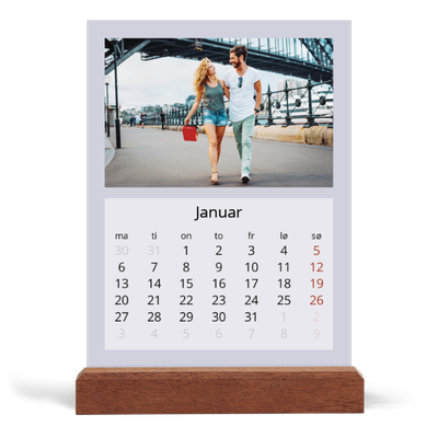 Bordkalender med trestativ - Stående — Stilrene farger [Januar]