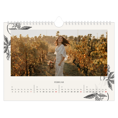 Fotokalender A4 — Blekk & blomst [Februar]