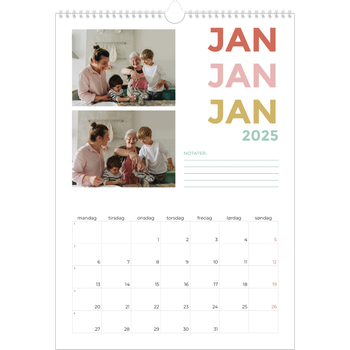 Fotokalender A3 — Fargerike fonter