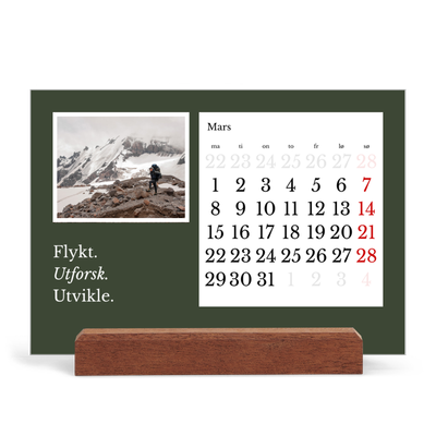 Bordkalender med trestativ - Liggende  — Redaksjonell Jord [Mars]