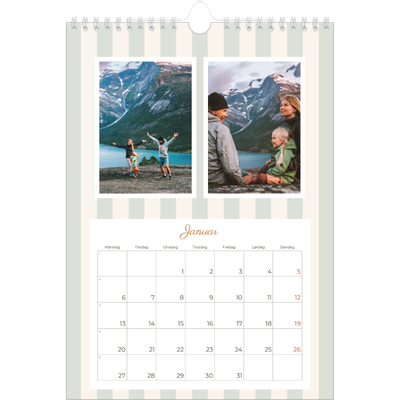Fotokalender A4 (20 x 30 cm) — Skrift og striper [Januar]