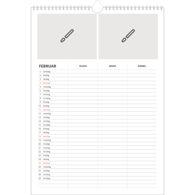 A3 Familieplanleggere — Design selv - Familie på 3 [Februar]