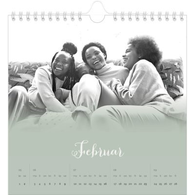 Månedskalender kvadratisk — Grønn gradering [Februar]