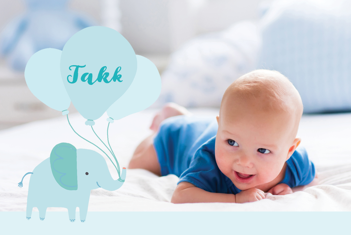 Takkekort — Blå elefant