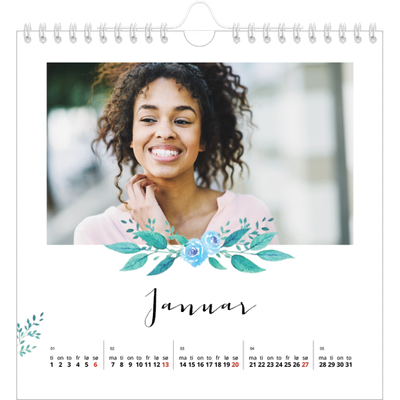 Månedskalender kvadratisk — Blomsterillustrasjoner [Januar]