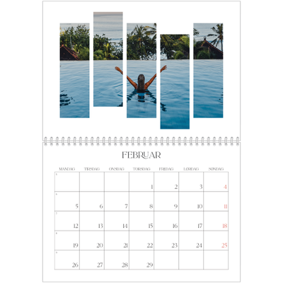 Fotokalender A4 dobbel (30 x 40 cm) — Reisebilder [Februar]