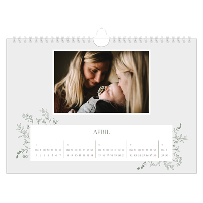 Fotokalender A4 — Håndtegnet blomster [April]