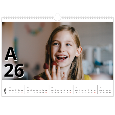 Fotokalender A3 — Bokstav og tall [April]