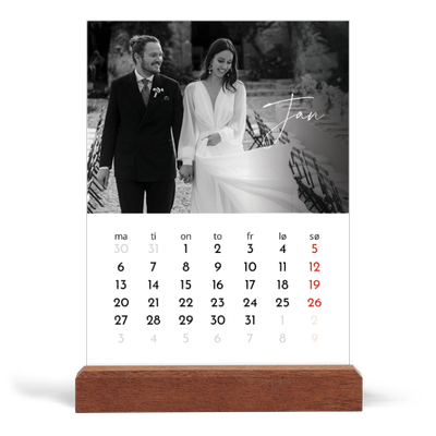 Bordkalender med trestativ - Stående — Elegant skrift [Januar]