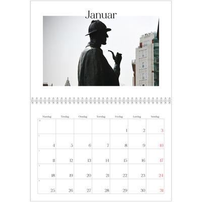 Fotokalender A4 dobbel (30 x 40 cm) — Min reiseskildring [Januar]