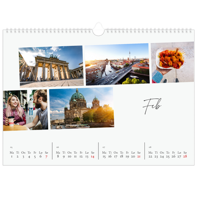 Fotokalender A3 — Byferie (hvit) [Februar]