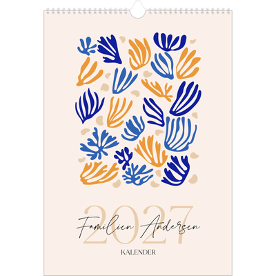 A3 Månedskalender — Minimalistisk korall [kalender-forside]
