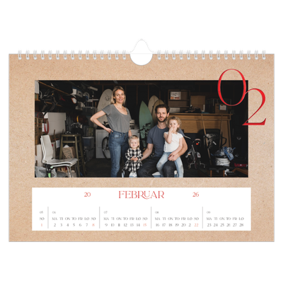 Fotokalender A4 — Røde detaljer [Februar]