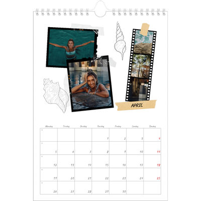 Fotokalender A4 (20 x 30 cm) — Scrapbook stil [April]