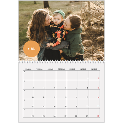 Fotokalender A4 dobbel (30 x 40 cm) — Fotoklistremerke [April]