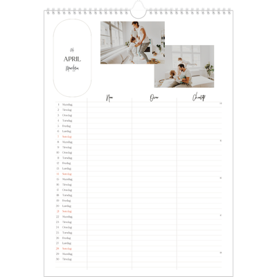 A3 Familieplanleggere — Planleggeren - Familie på 3 [April]