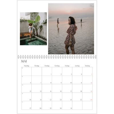 Fotokalender A4 dobbel (30 x 40 cm) — Surfing i solnedgang [kalender-forside]