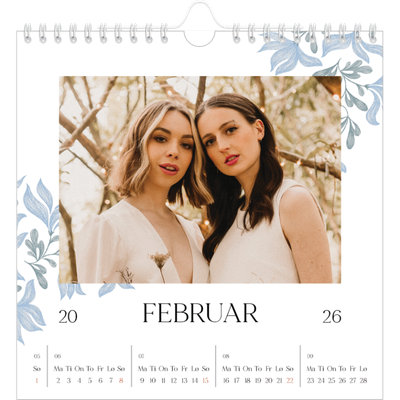 Månedskalender kvadratisk — Elegant blomstret [Februar]