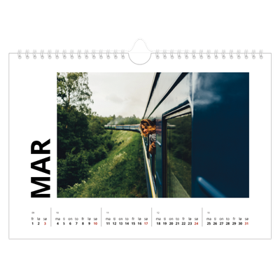 Fotokalender A4 — Hvit kalender [Mars]