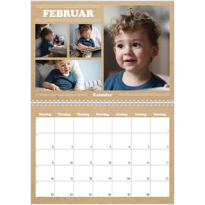 Fotokalender A4 dobbel (30 x 40 cm) — Magasinstil [Februar]