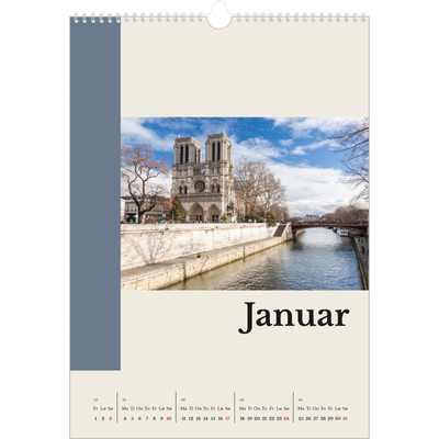 A3 Månedskalender — Verdens severdigheter [Januar]
