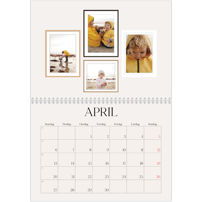 Fotokalender A4 dobbel (30 x 40 cm) — Bildevegg [April]