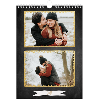 Fotokalender A4 (20 x 30 cm) — Rammer med glitter [kalender-forside]