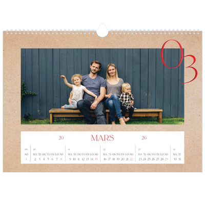 Fotokalender A3 — Røde detaljer [Mars]