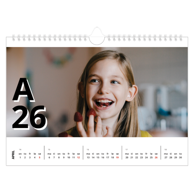 Fotokalender A4 — Bokstav og tall [April]