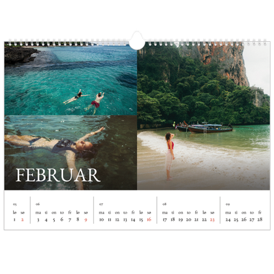 Fotokalender A3 — Enkel serif-font [Februar]