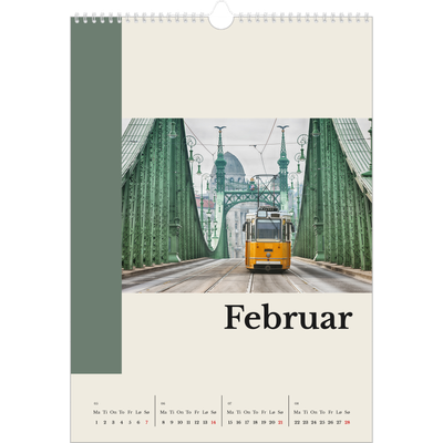 A3 Månedskalender — Verdens severdigheter [Februar]