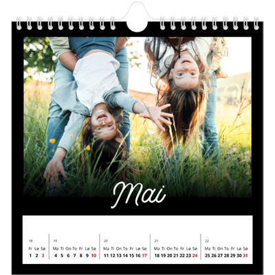 Månedskalender kvadratisk — Sort minimalisme [kalender-forside]