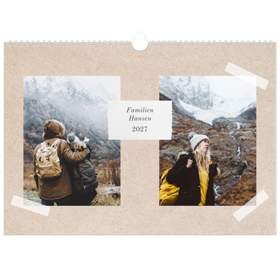 Familiekalender A3 Liggande — Naturlig planlegger - Familie på 4 [kalender-forside]
