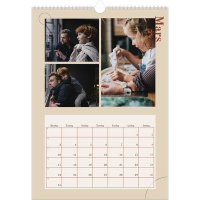 A3 Månedskalender — Asymmetrisk tekst [Mars]